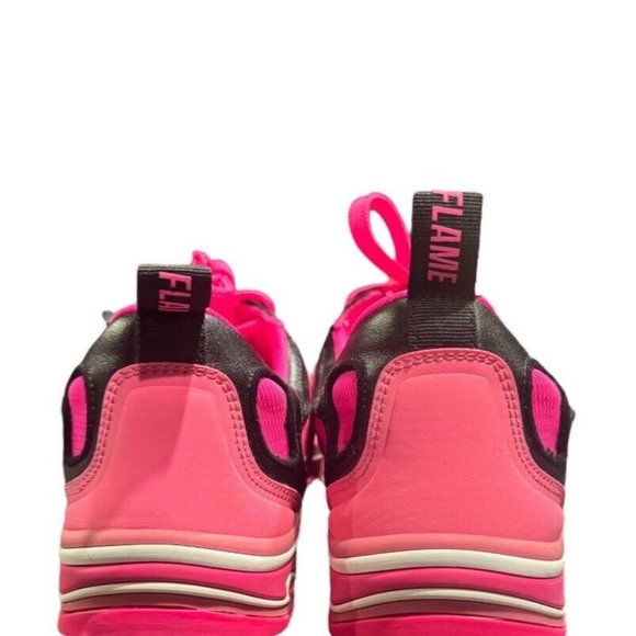 Sandro Flame Leather And Mesh Trainers Rose Fluo Hot Pink EU37 W7 M5.5 New W Box - Picture 5 of 7